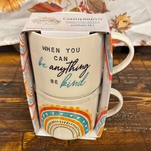 Godinger Be Kind Mugs - White with Multicolor Design